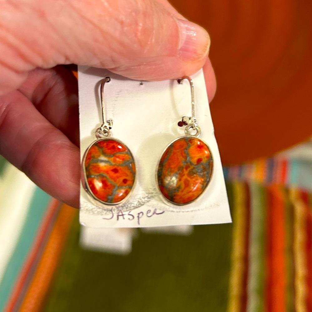 Jasper and sterling silver earrings